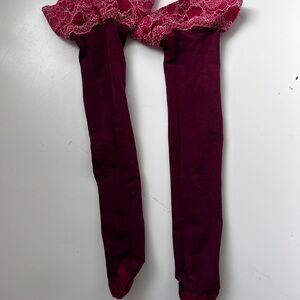 SheerteX hot pink lace thigh highs